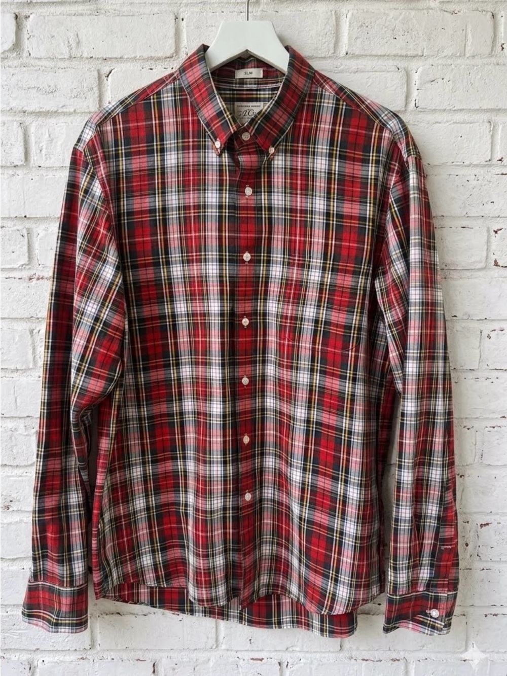 J. Crew Secret Stretch Chili Plaid Button down Large Slim Fit IMMACULATE - Picture 2 of 7
